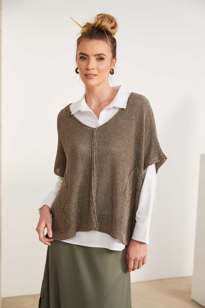 Naya Square oversize v neck knit with layed on sections