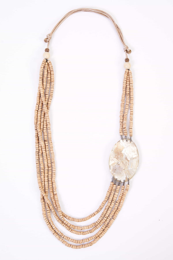 Naya Beaded strand necklace with shell disc 341