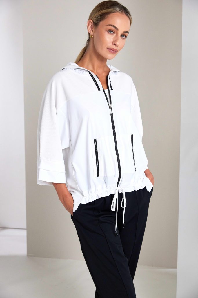 NAYA High Neck Zip Top With Contrast Colour Trim And Pocket Detail