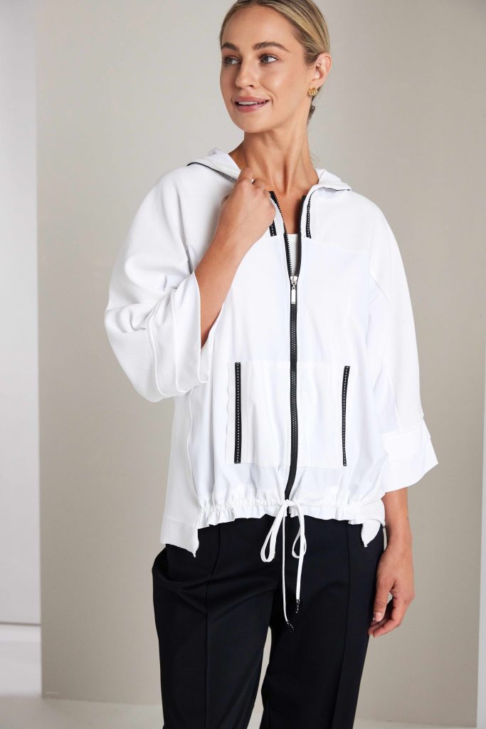 NAYA High Neck Zip Top With Contrast Colour Trim And Pocket Detail