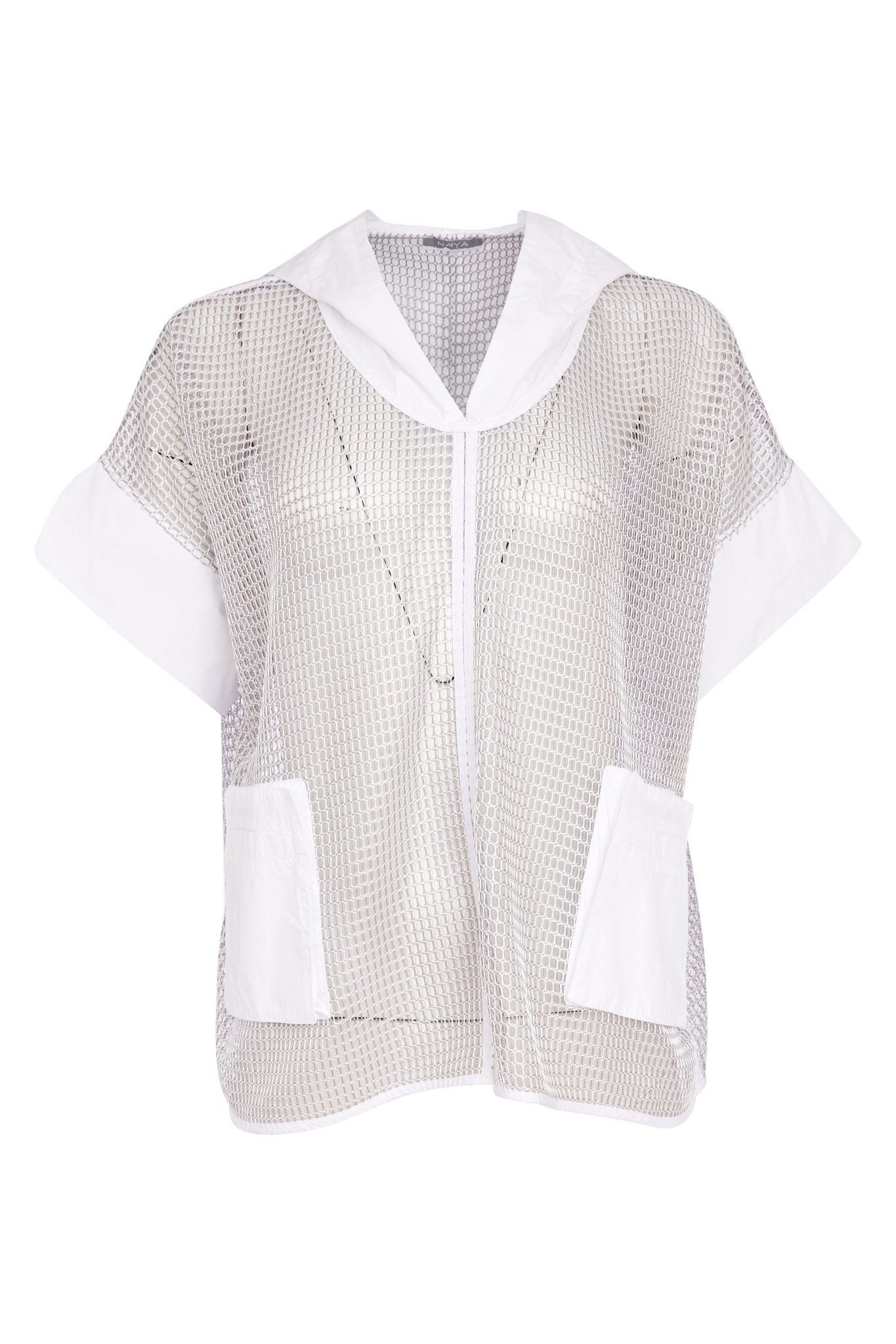 NAYA Mesh Top With Contrast Pocket And Cuff