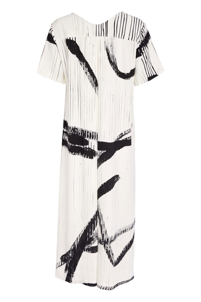 NAYA Brush Stroke Dress With Contrast At Hemline