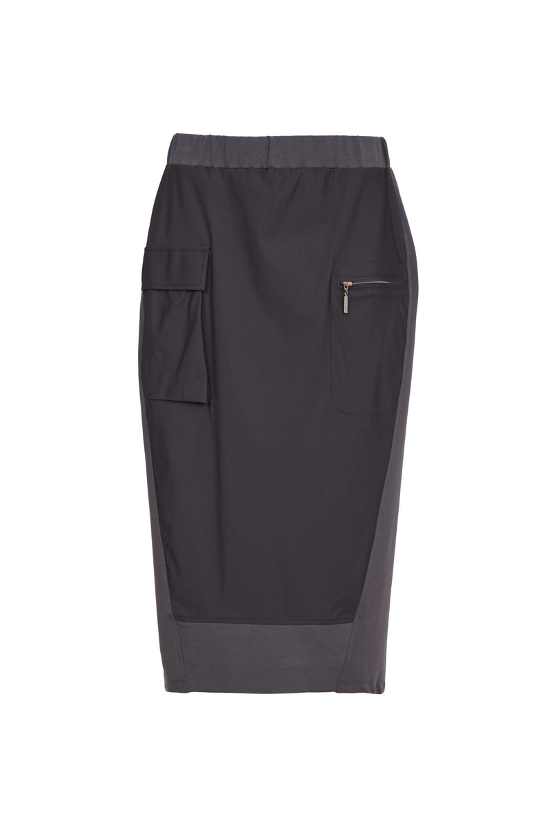 NAYA Skirt with contrast front panel/pocket/zip