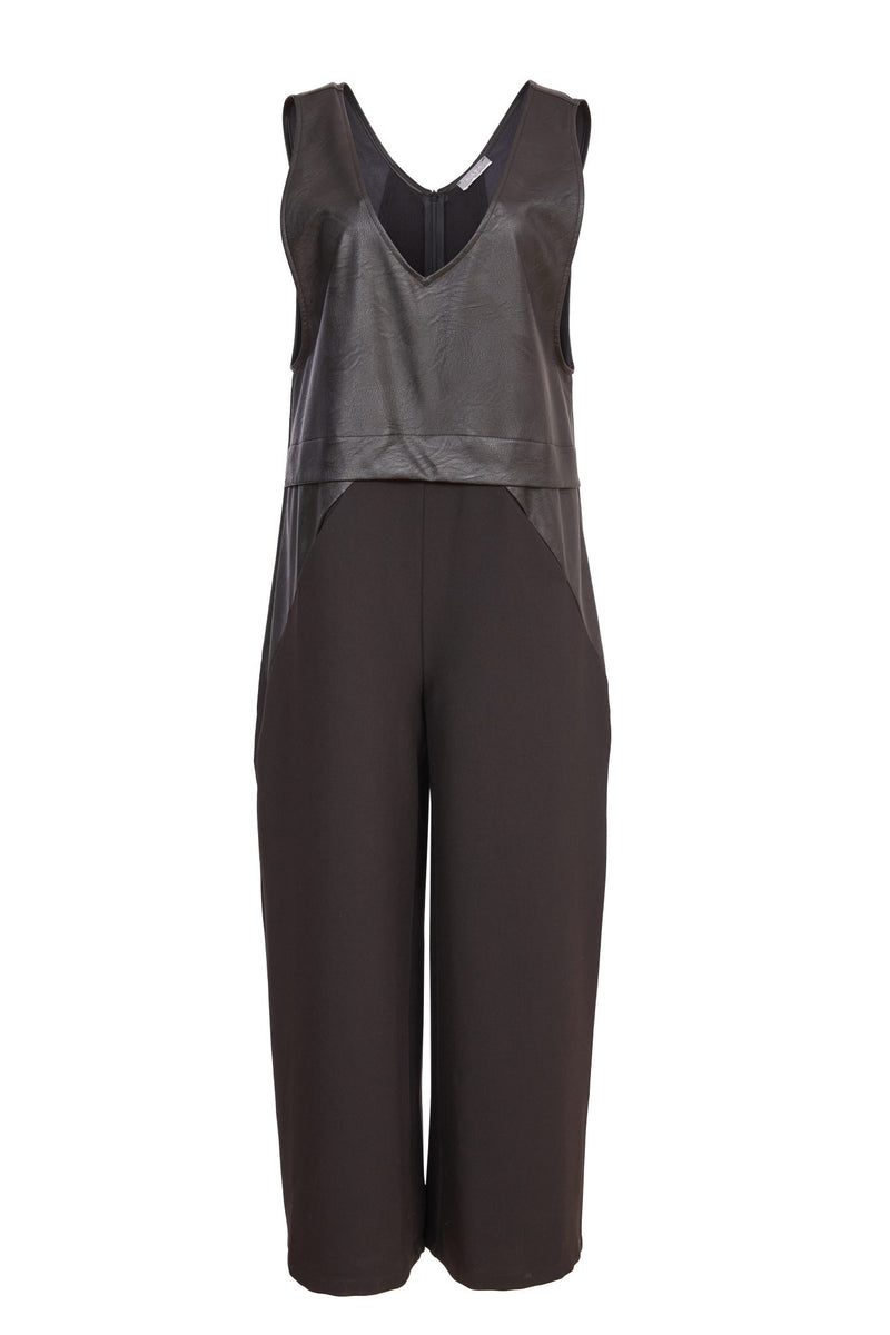 NAYA Jumpsuit with leatherette top panel