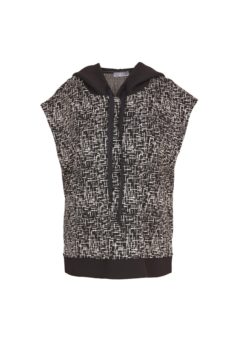 NAYA Mix wool print hooded top