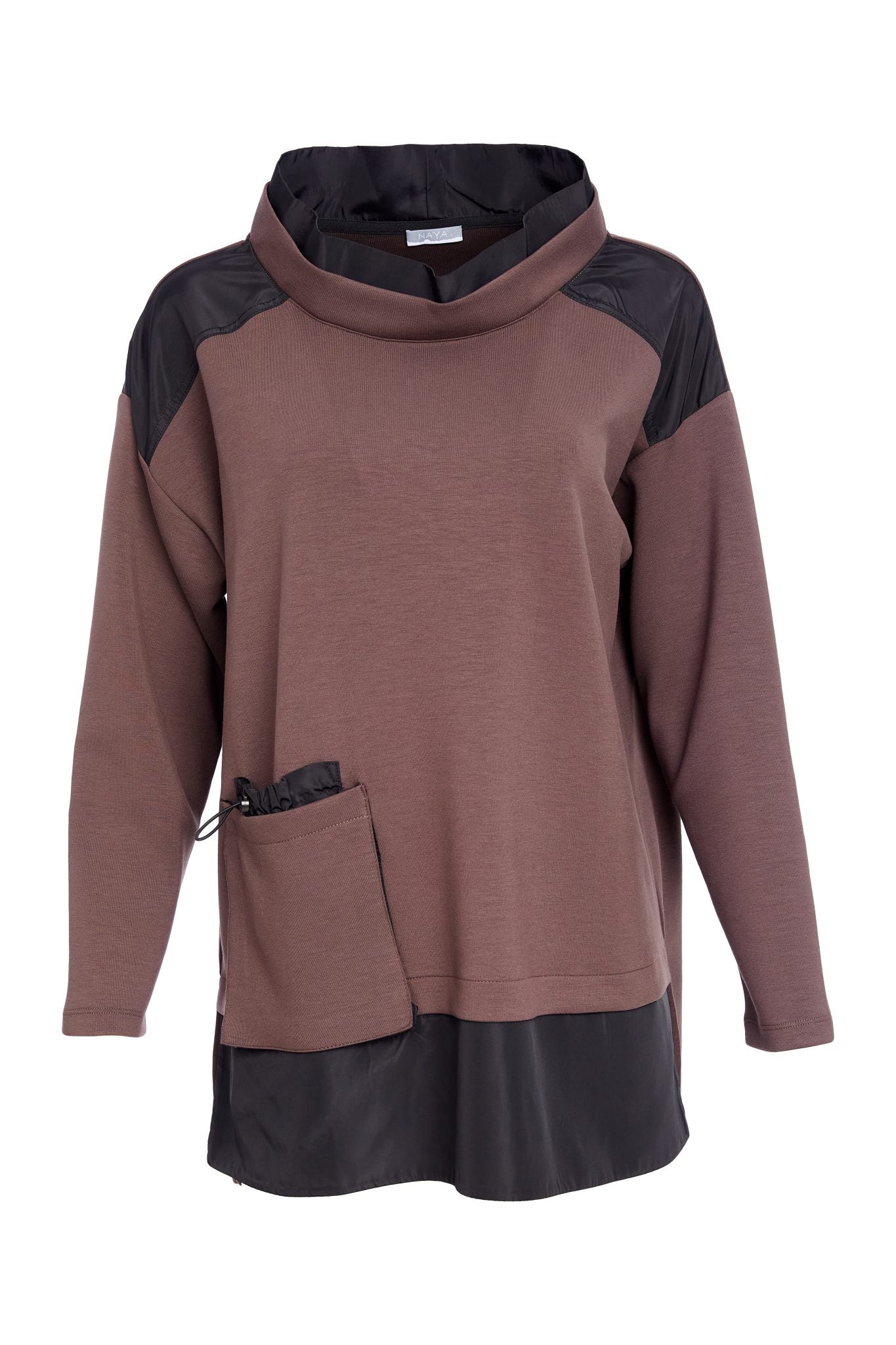 NAYA Soft sweatshirt with contrast at shoulder and hem with pocket detail