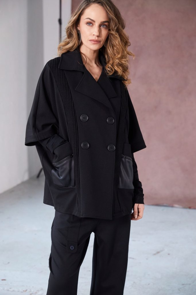 NAYA Double breasted jacket with knit  panels