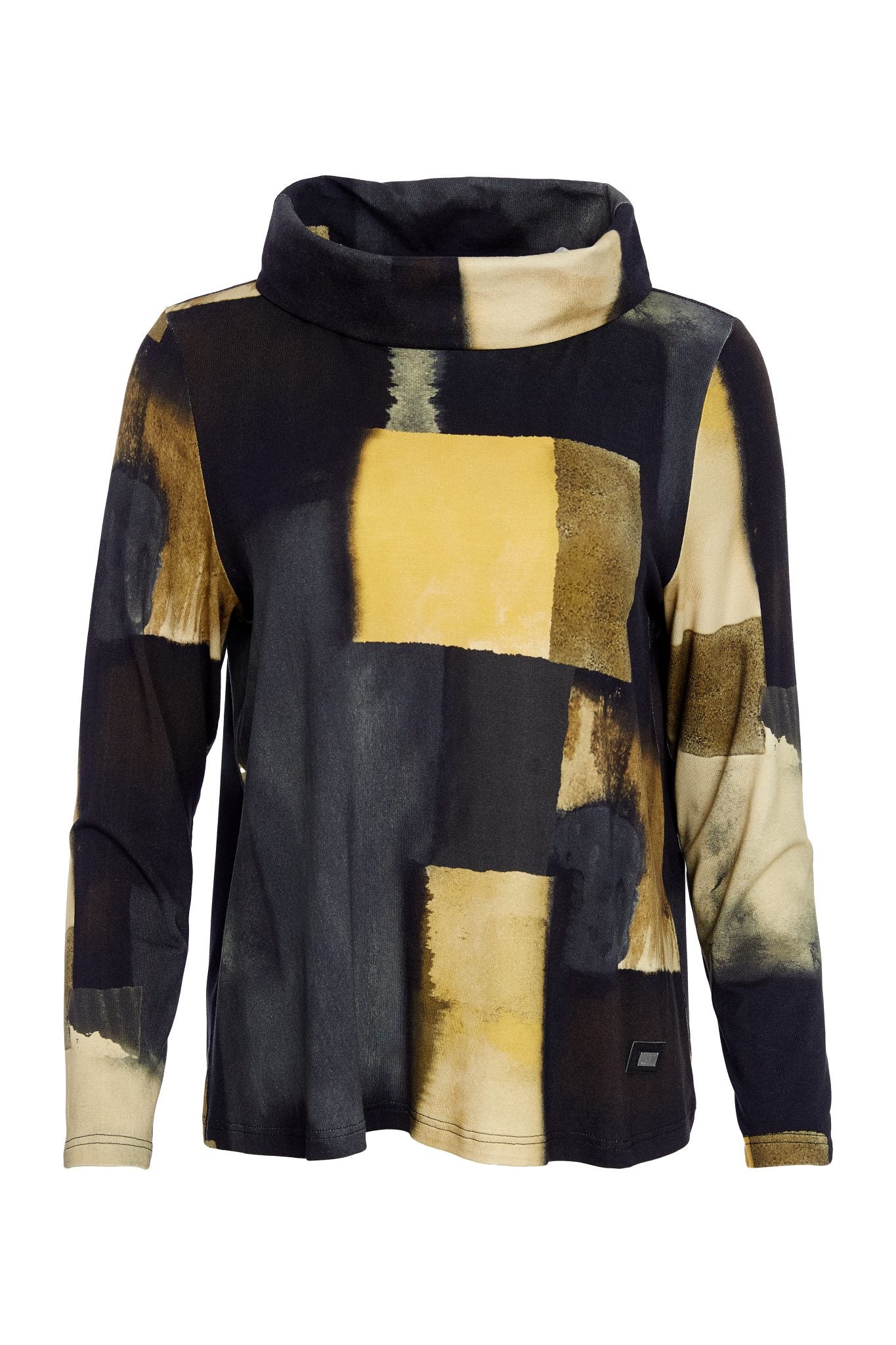 NAYA Print long sleeve top with wide roll neck collar