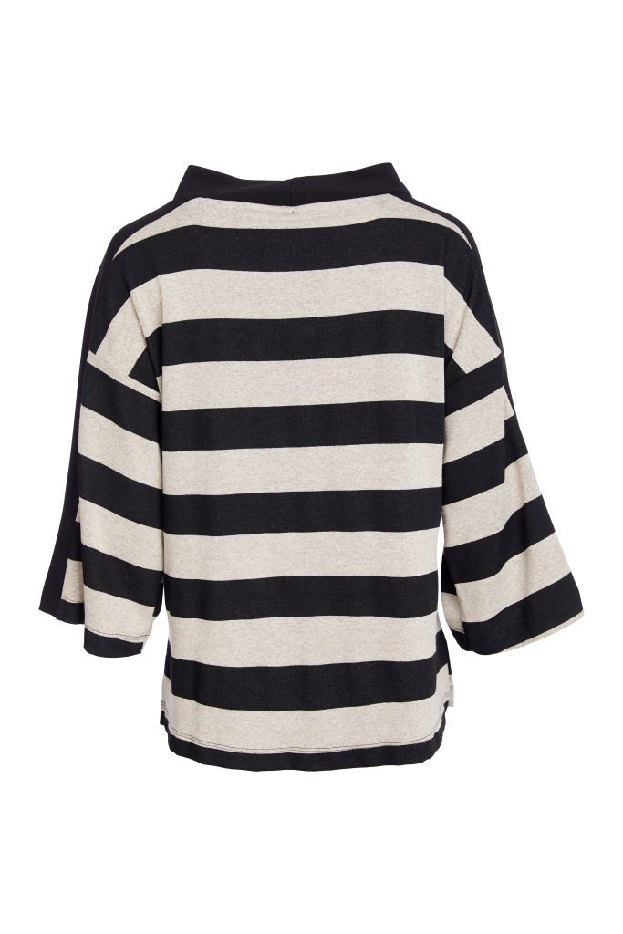 NAYA High neck stripped top with contrast sections and pocket