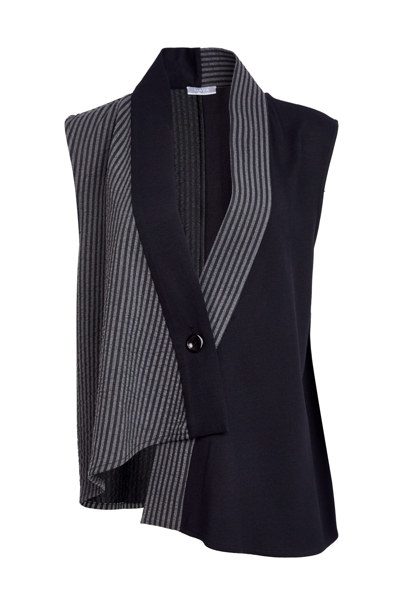 NAYA Stripped angled waistcoat with contrast panels and button closing