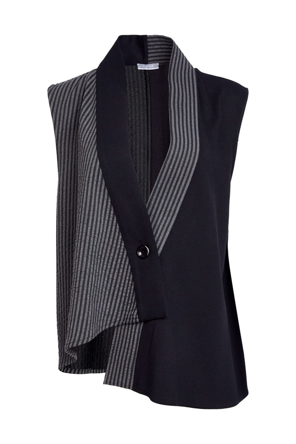 NAYA Stripped angled waistcoat with contrast panels and button closing