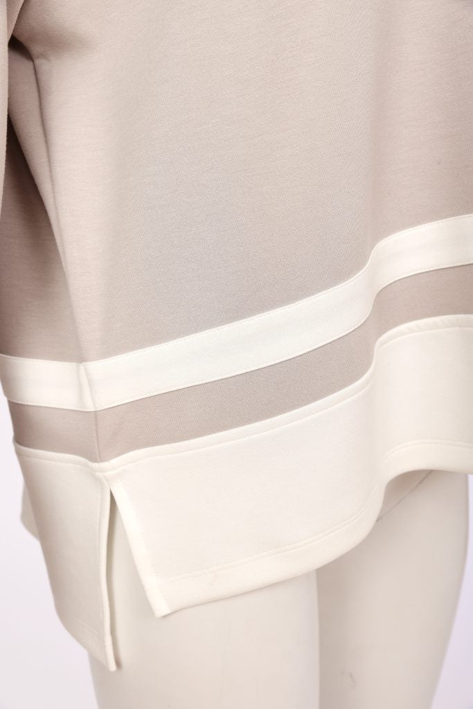 NAYA Placket Top With Collar And Contrast Hem Bands