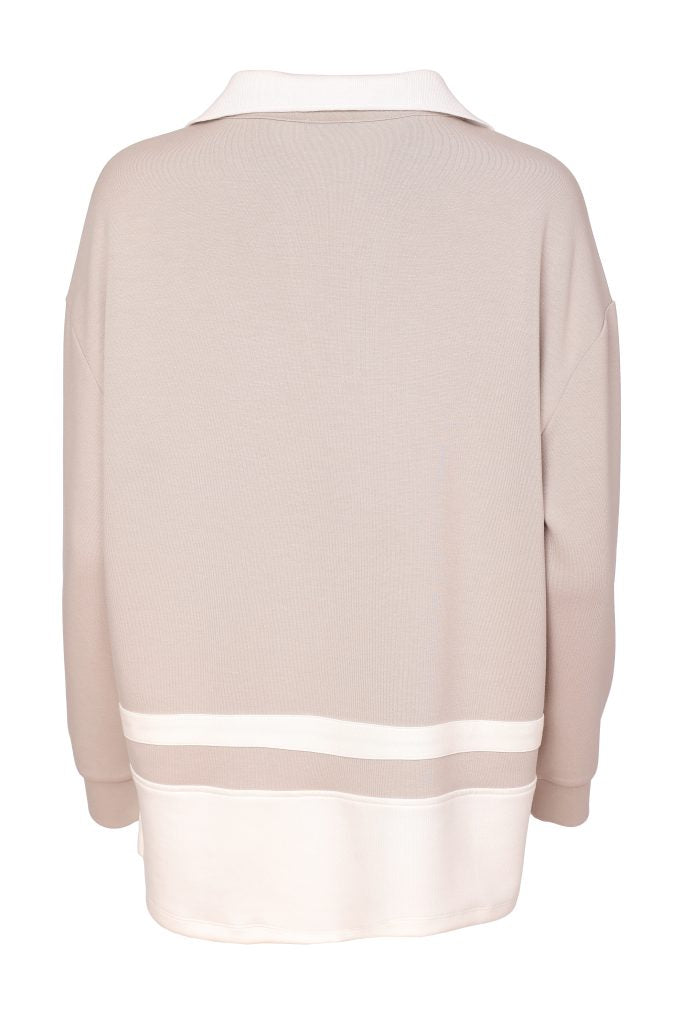 NAYA Placket Top With Collar And Contrast Hem Bands