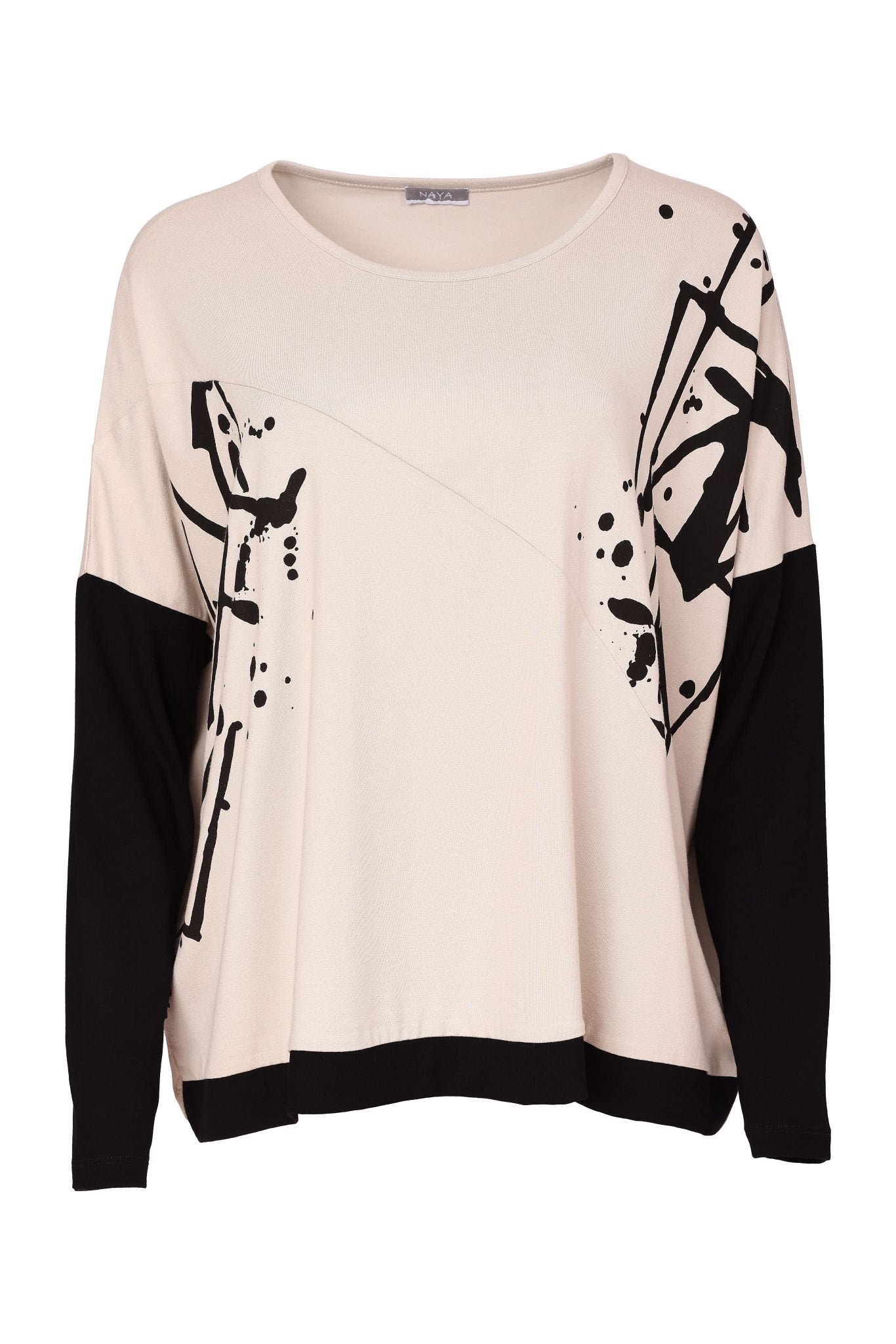 NAYA Placement Print Top With Front Angle Seam