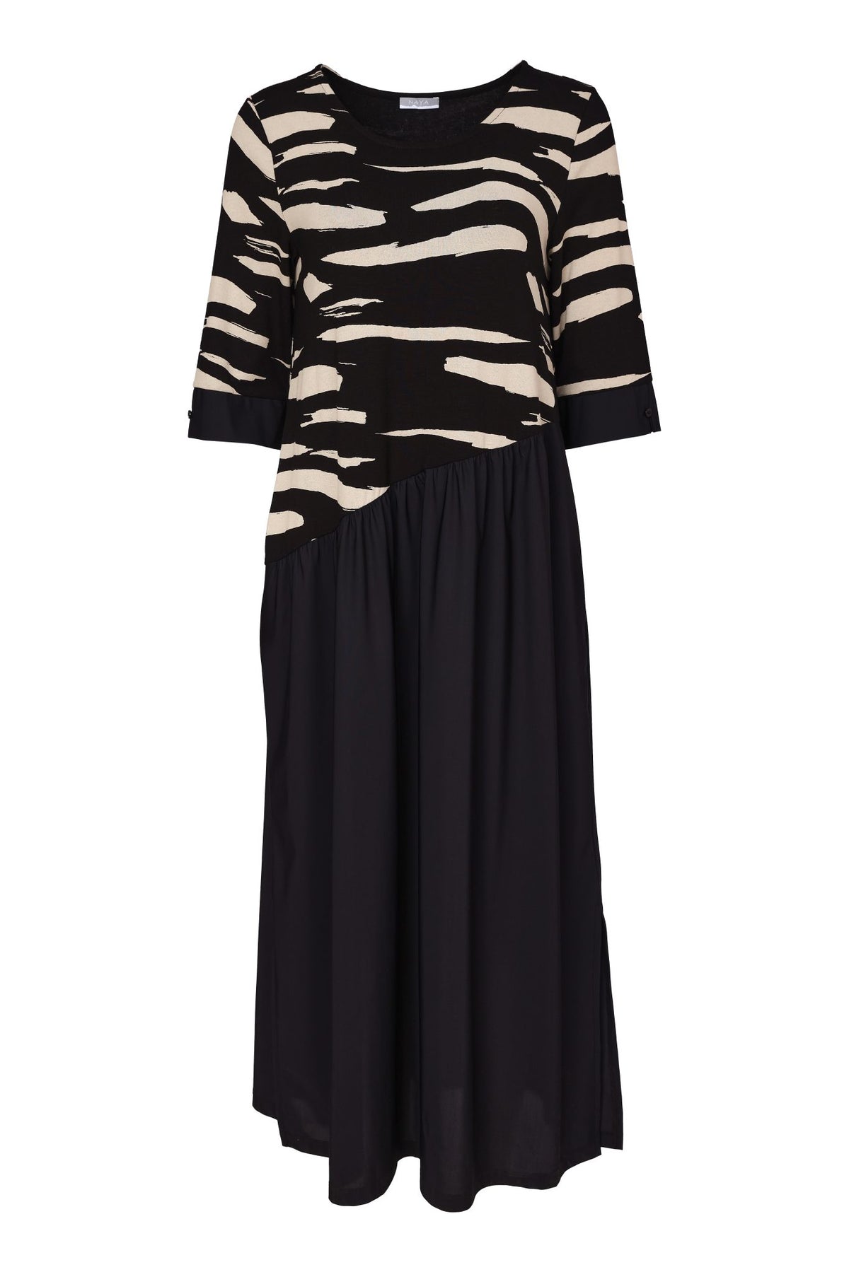 NAYA Print Dress With Plain Bottom