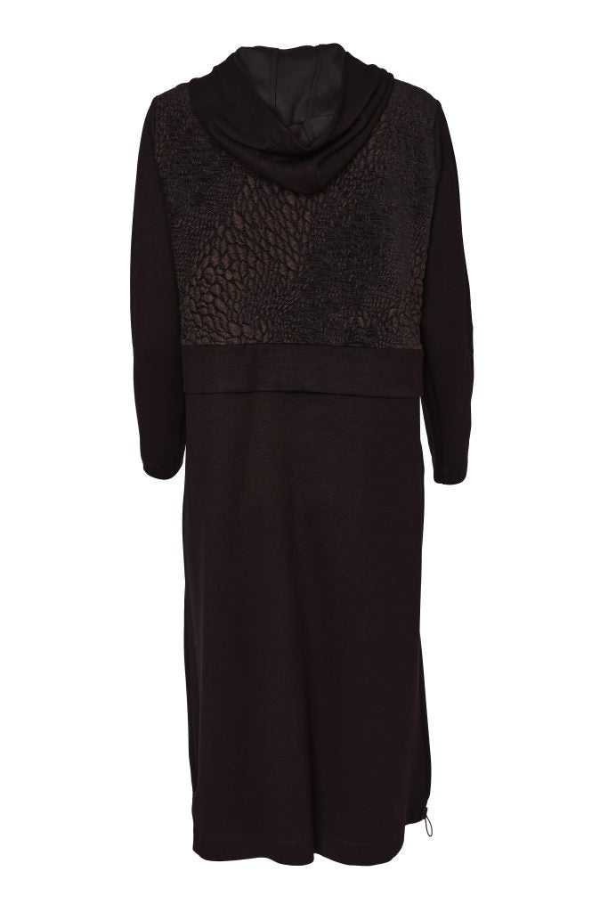 NAYA Dress With Hooded Embossed Top Panel