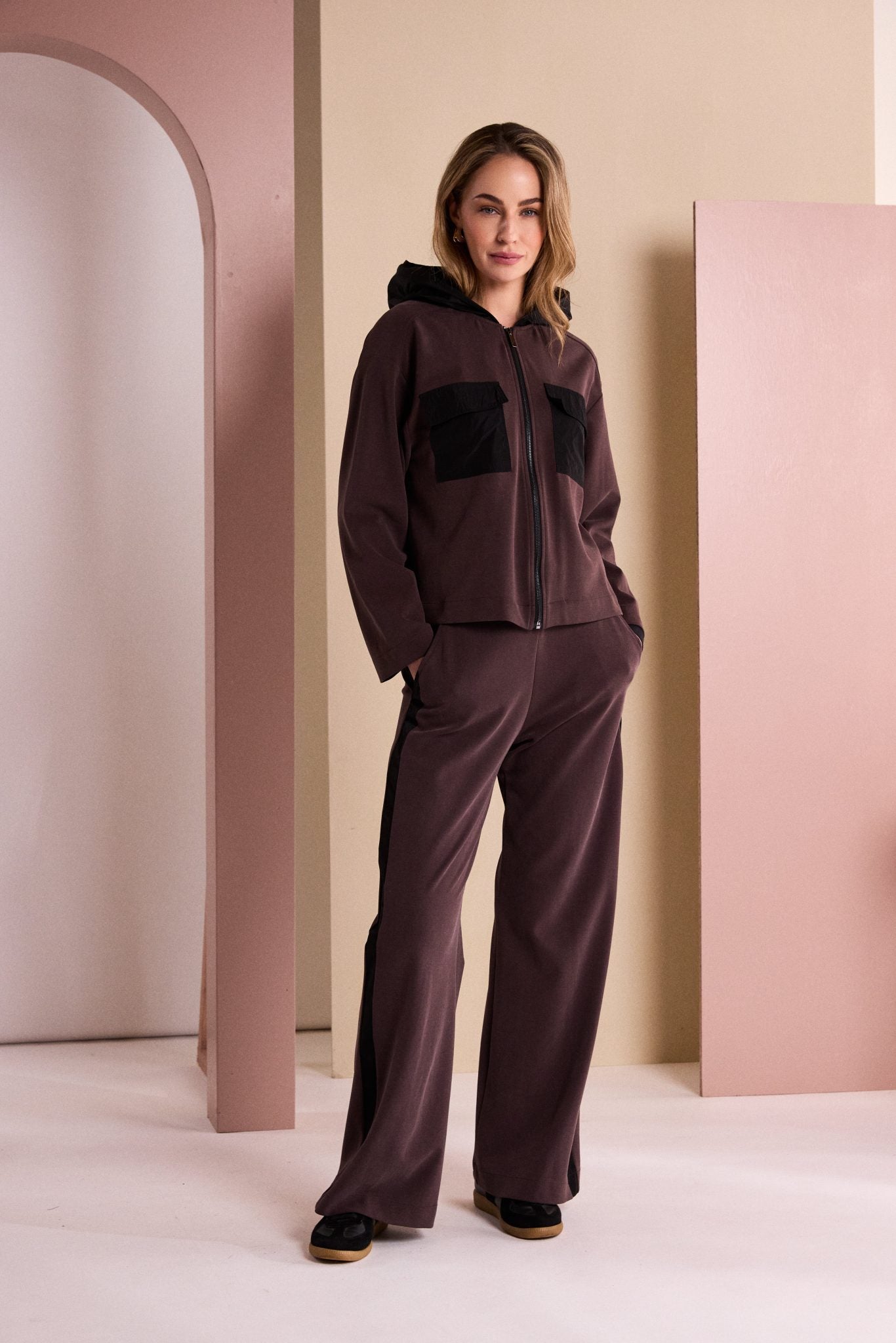 NAYA Hooded Jacket With Zip Front And Contrast Patch Pocket