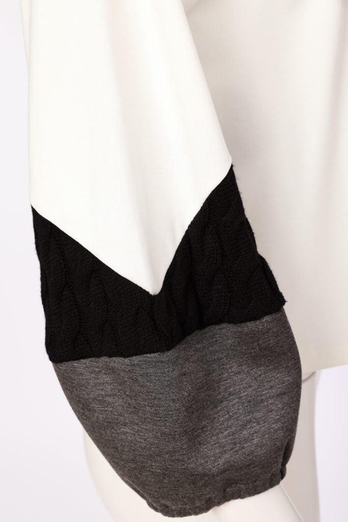 NAYA Round Neck Soft Top With Colour Band Sleeve
