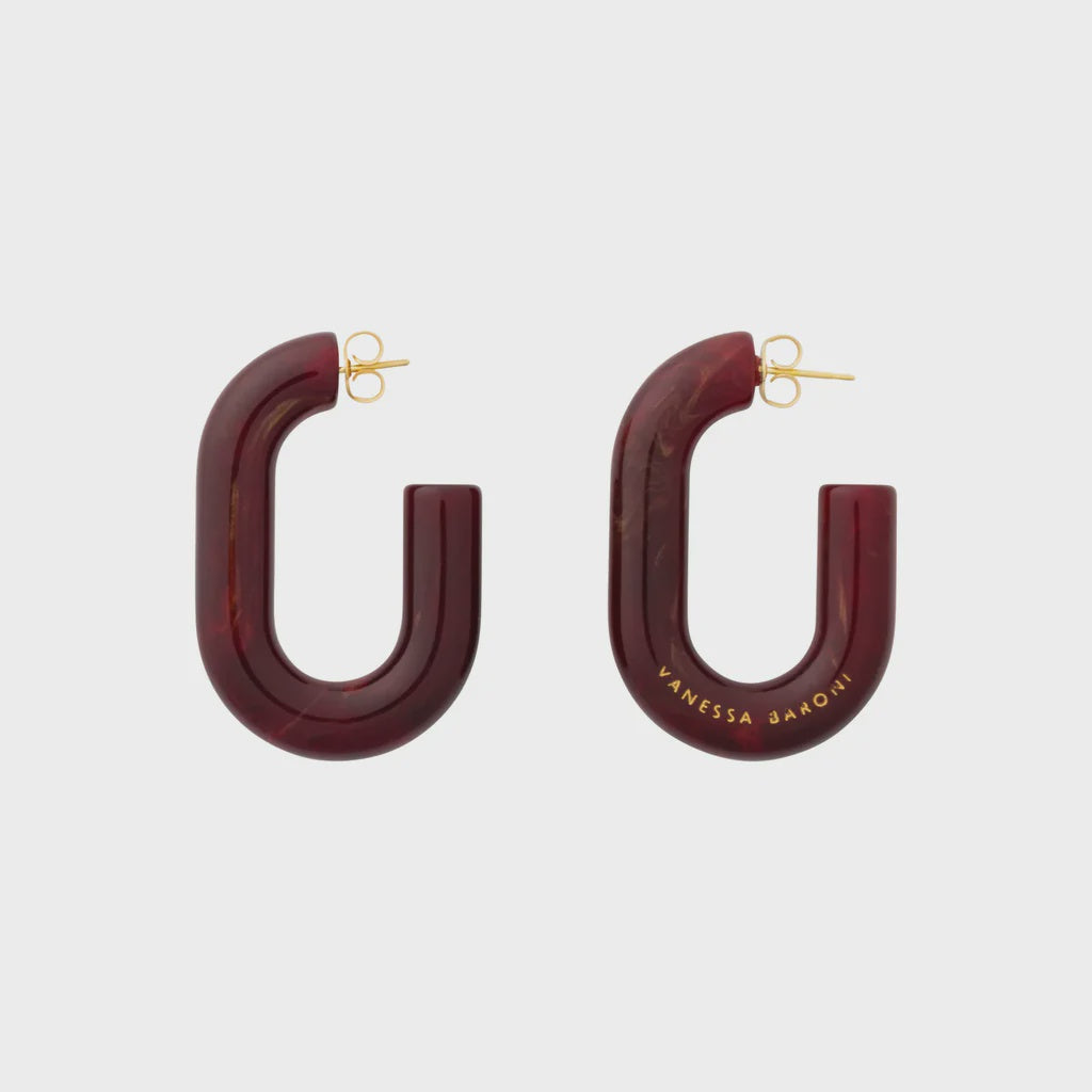 Vanessa Baroni Oval Earings Bordeaux marble