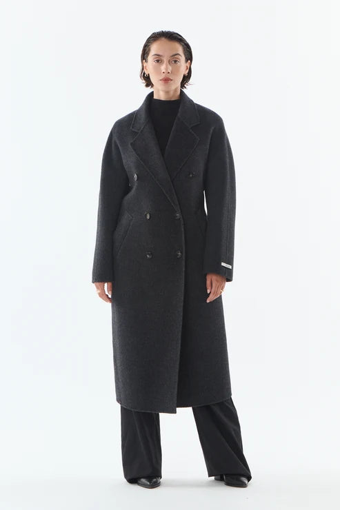 Giovanni Pairs OLIVE - Blended wool and cashmere coat