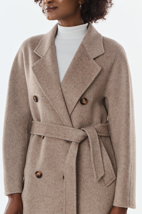 Giovanni Pairs OLIVE - Blended wool and cashmere coat