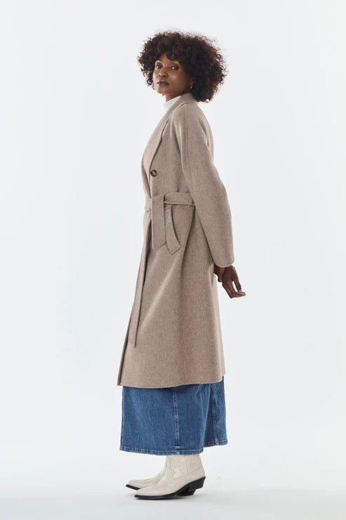 Giovanni Pairs OLIVE - Blended wool and cashmere coat