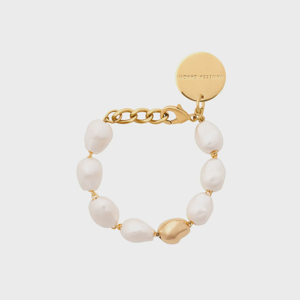 Vanessa Baroni Organic Pearl Bracelet with Gold Pearl