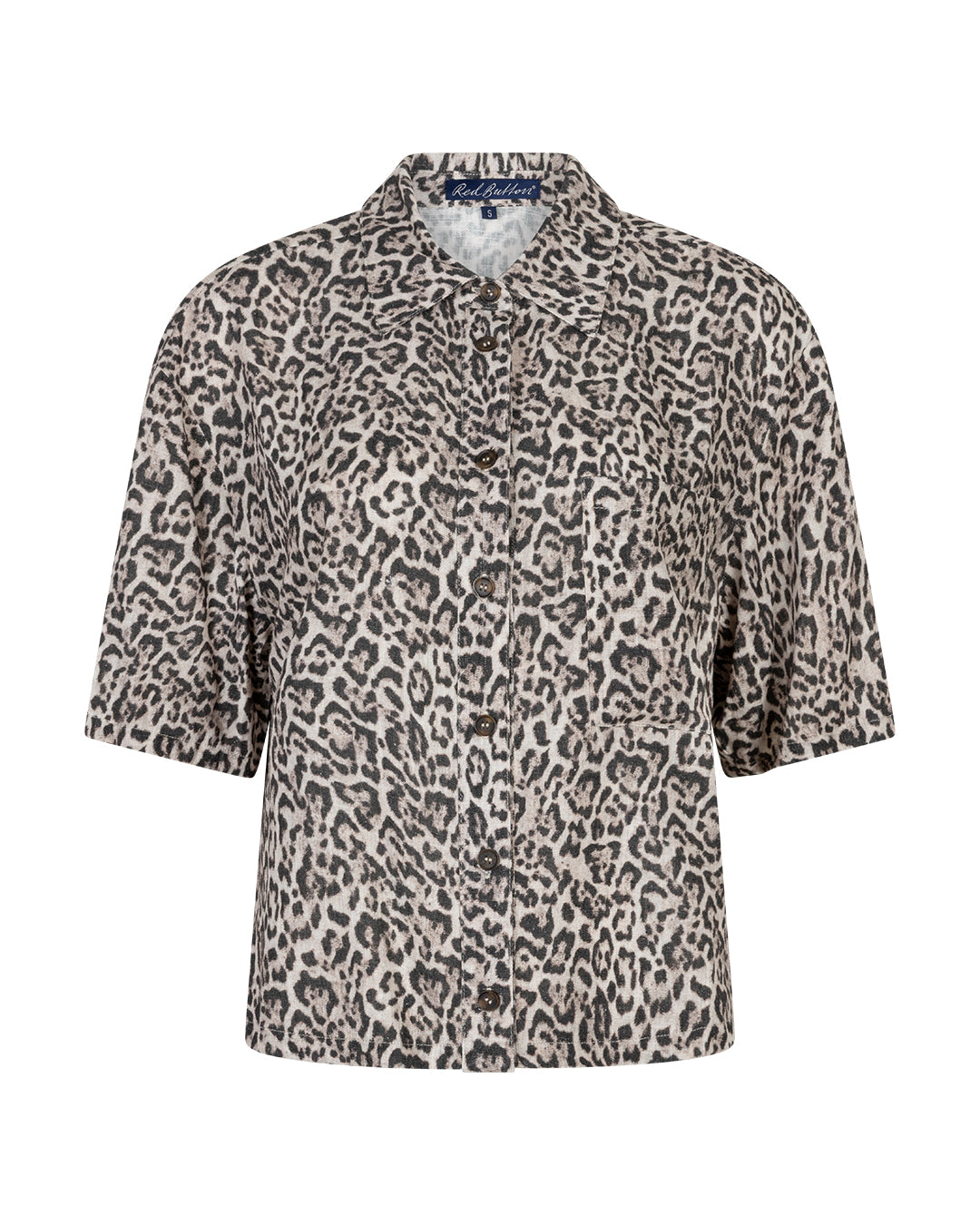 Red Button Nora Blouse Linen Leopard