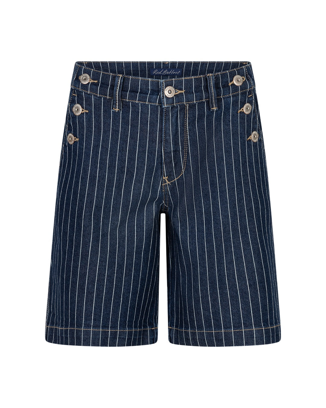 Red Button Bibette Short & Buttons Denim Pinstripe