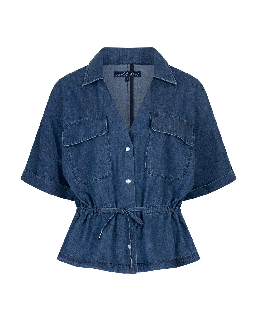 Red Button Drew Drawstring Denim