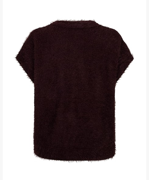 Red Button Sleeveless fuzzy