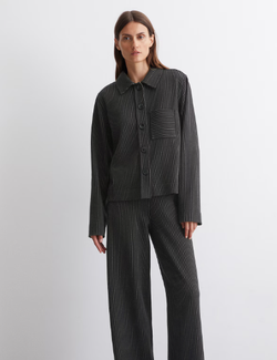 Marc O'Polo Relaxed shirt jacket in heavy pinstripe jersey fabric