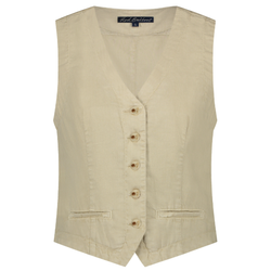 Red Button Waistcoat Cotton Linen