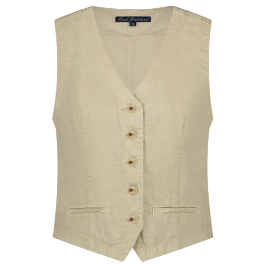 Red Button Waistcoat Cotton Linen