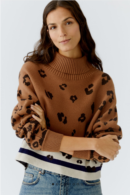 OUI Pullover - dark camel blue