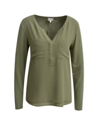 MILANO ITALY Jersey Blouse with woven front & Chestpockets