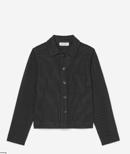 Marc O'Polo Relaxed shirt jacket in heavy pinstripe jersey fabric