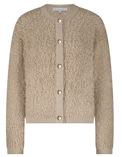 Red Button Jacket Knit Boucle