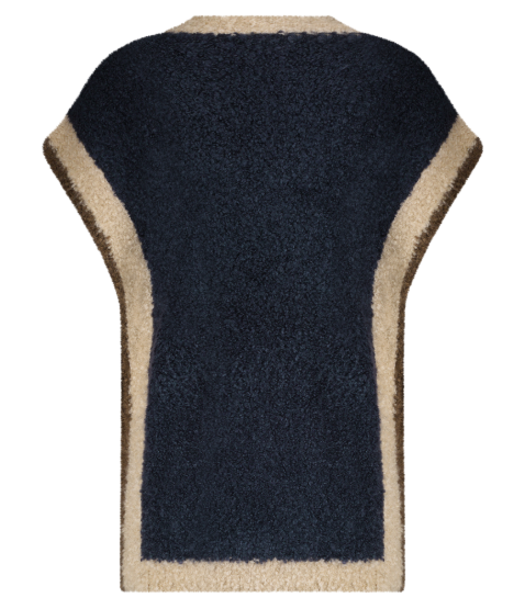 Red Button Sleeveless Contrast Rib