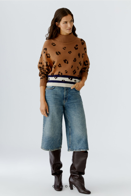 OUI Pullover - dark camel blue
