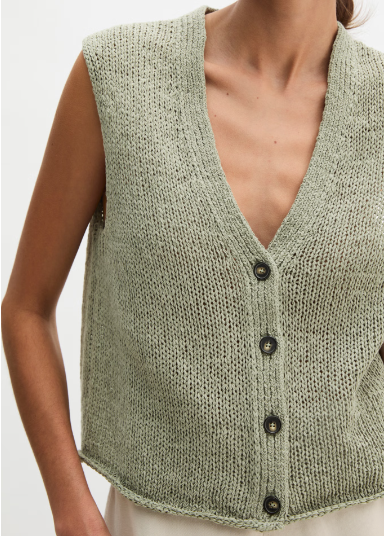Marc O'Polo Sleeveless cardigan slim made from ribbon yarn