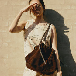 DEPECHE Chocolate Suede Shopper