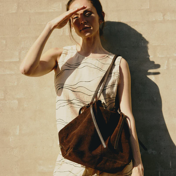 DEPECHE Chocolate Suede Shopper