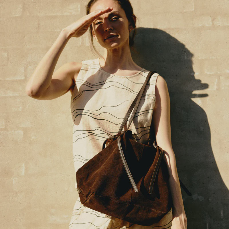 DEPECHE Chocolate Suede Shopper