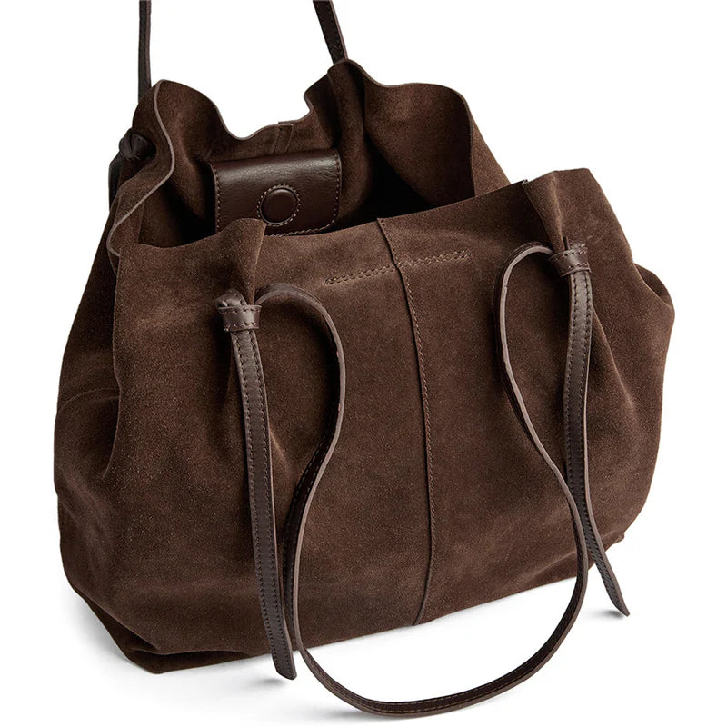 DEPECHE Chocolate Suede Shopper