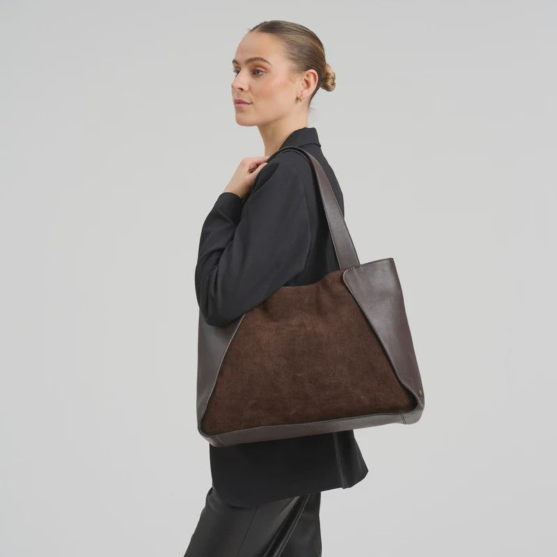 Depeche Shopper bag in suede and cow leather