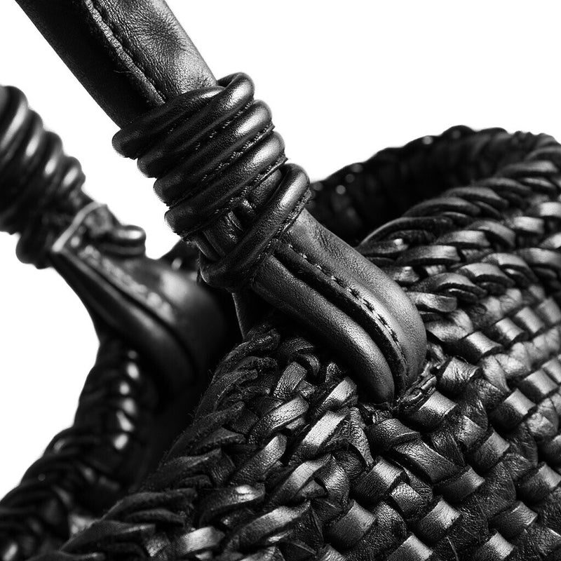 DEPECHE Shopper leather bag decorated with weaving