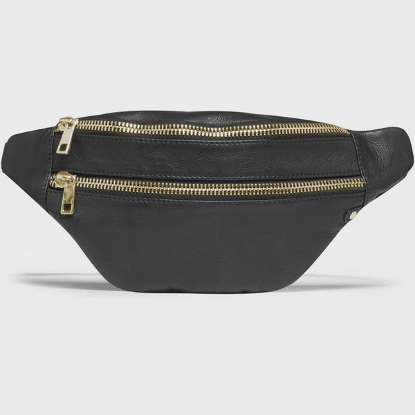 Depeche Soft leather bumbag with golden zippers