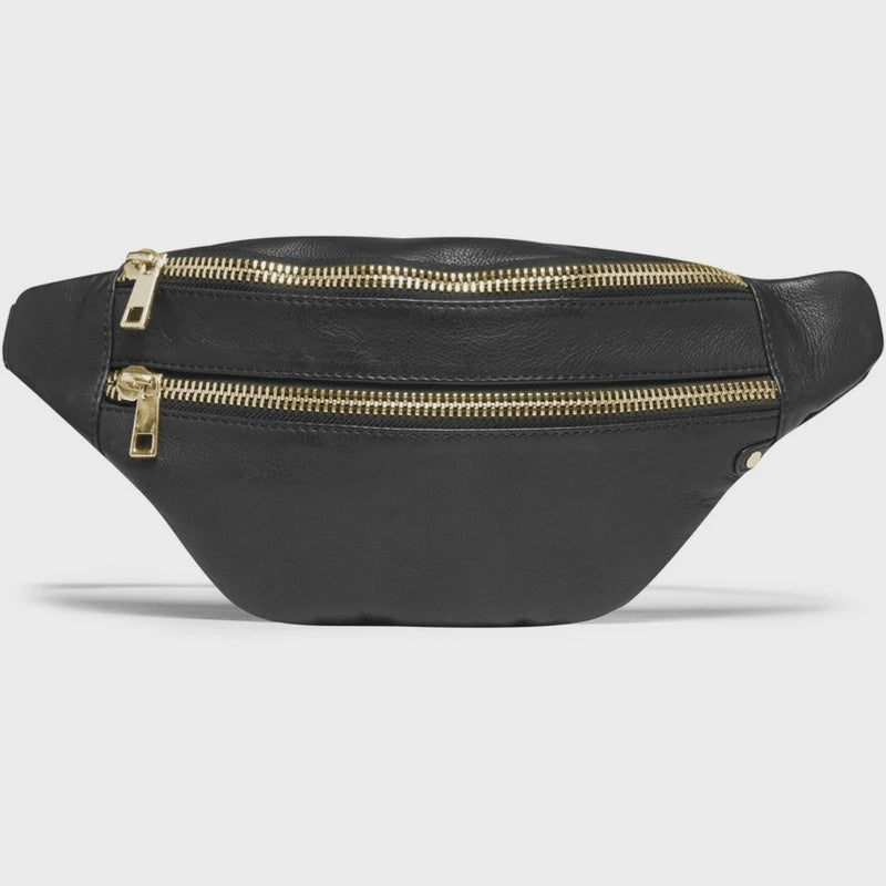 Depeche Soft leather bumbag with golden zippers