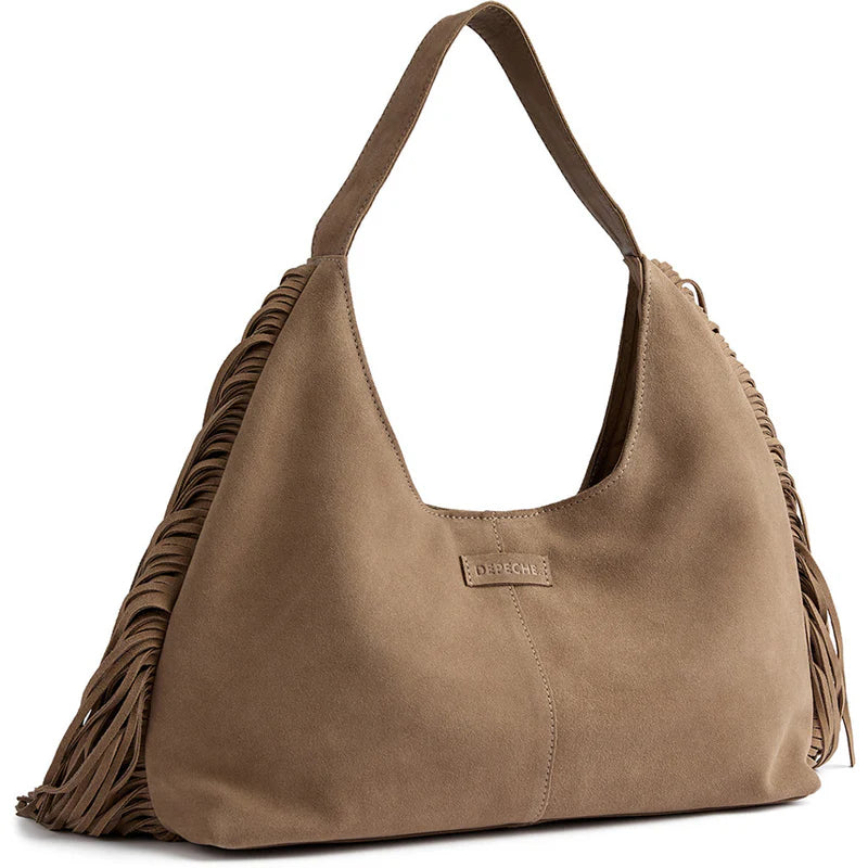 DEPECHE Suede shoulderbag with fringes
